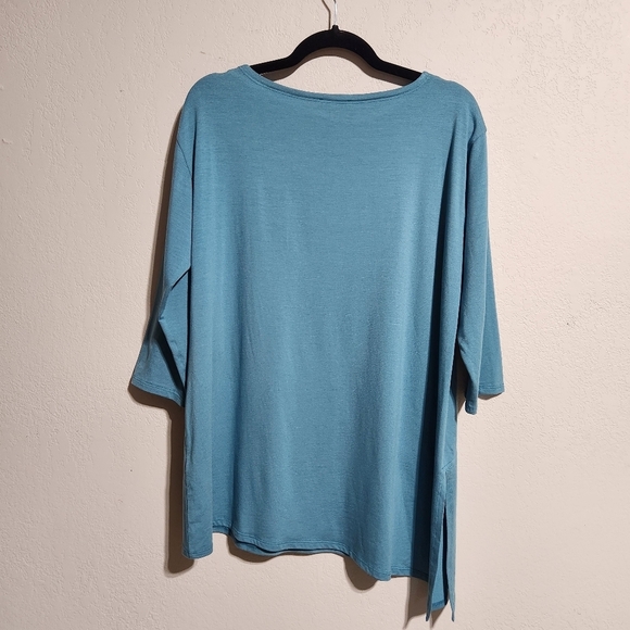 EUC EILEEN FISHER BLUE ASYMMETRICAL BALLET TUNIC TOP SZ M - Picture 4 of 6